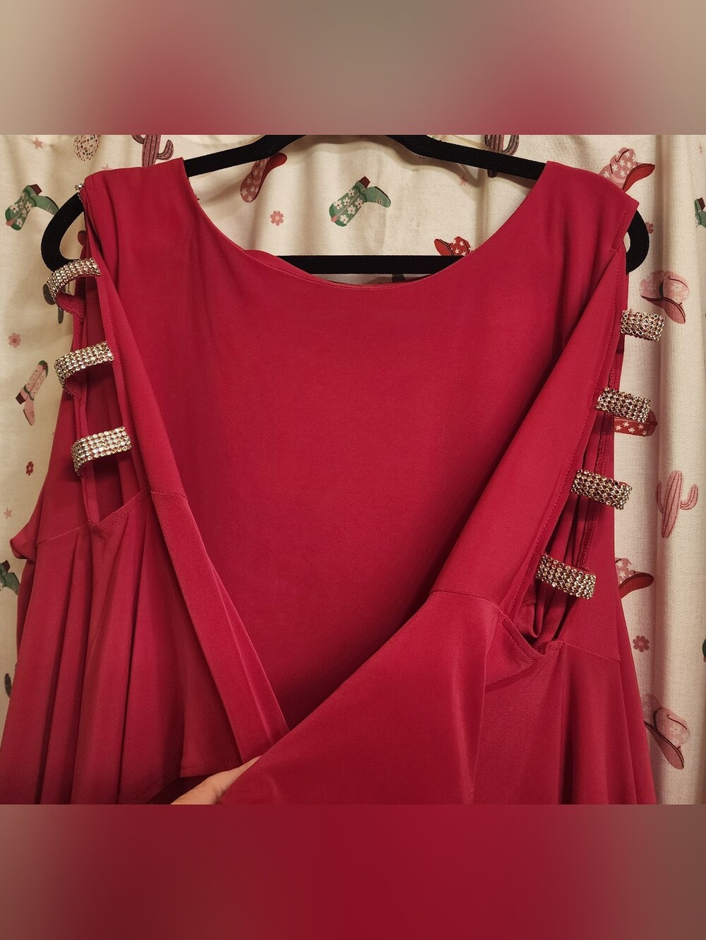 SZ 3X PINK OPEN SLEEVE RHINESTONE BLOUSE